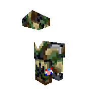 war outfit base with gun and flag