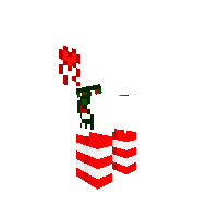 x mas scarf, hair barret, socks, and tail bow.