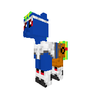 blue the pony in a portal 2 suit